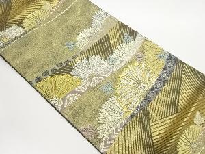 すくい織紙布菊に変わり横縞・花菱模様織出し袋帯